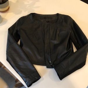 Zara Basic Cropped Leather Jacket